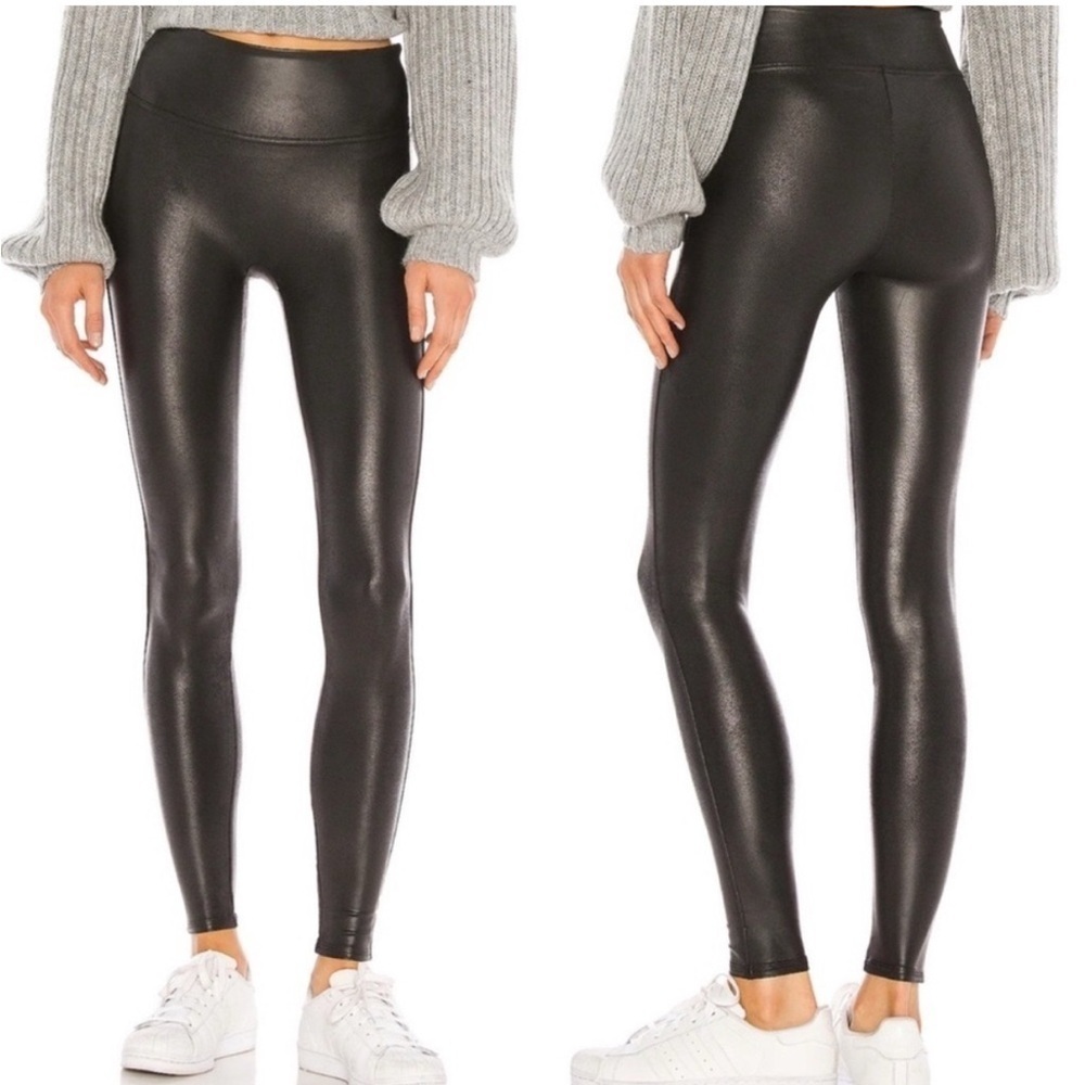 SPANX black Faux Leather Leggings size XS